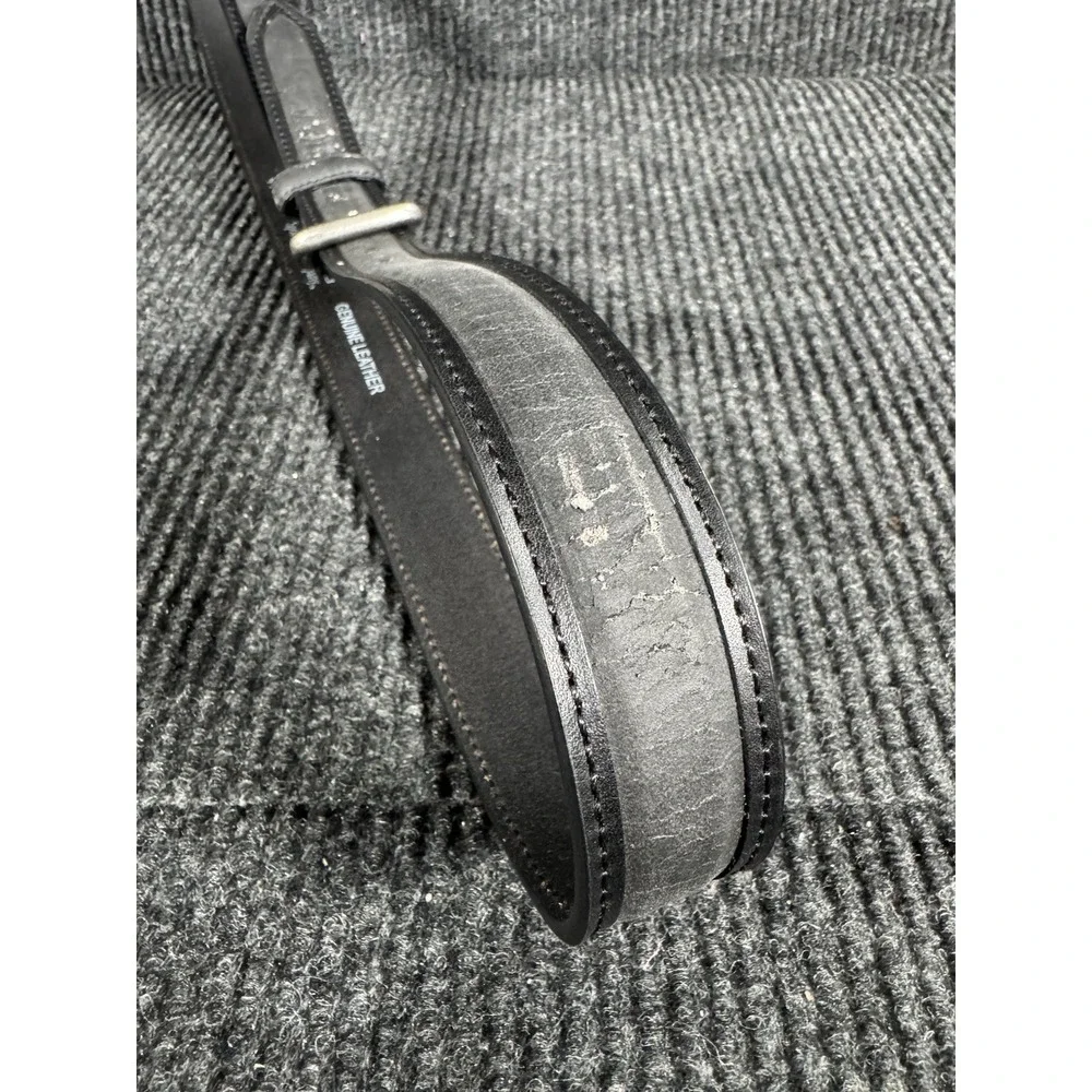 Columbia Men's Black Leather Belt Size 44 Casual Dress Silver Tone Buckle